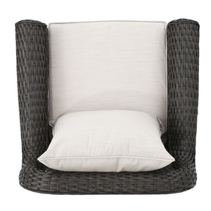 Amaya - Outdoor Swivel Rocker Chair With Water Resistant Cushions - Brown / Beige