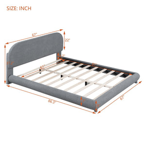 Upholstered Platform Bed With Thick Solid Frame And Stylish Curve-Shaped Design