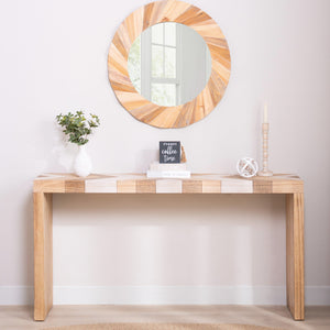 Modern Console Table, 62' Long Entryway Table with Chevron Patterned Top, Manufactured Wood Sofa Table for Hallway, Living Room, or Office