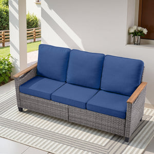 69.7" Wide Outdoor Wicker Patio Sofa