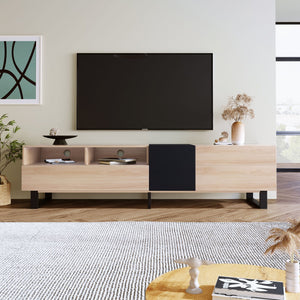 TV Stand for 80" TV with Double Storage Space and Drop Down Door
