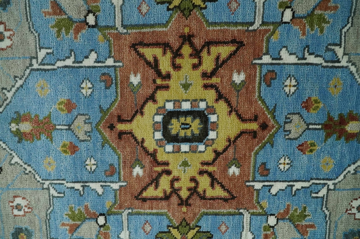 Traditional Heriz Blue, silver, Charcoal and Ivory Hand Knotted  wool Area Rug