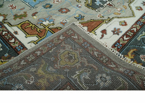 Traditional Heriz Blue, silver, Charcoal and Ivory Hand Knotted  wool Area Rug