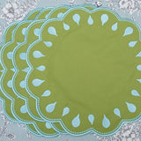Droplet Green Round Fabric Placemat