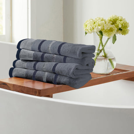 Decorative cotton stripe bath towel set - noelle collection