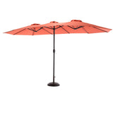 14.8 Ft Double Sided Outdoor Umbrella Rectangular Large with Crank (Orange)
