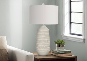 Contemporary 33"h Table Lamp with Ivory Shade and Cream Ceramic Base