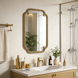 Gold Irregular Beaded Metal Framed Wall Mirror - Large