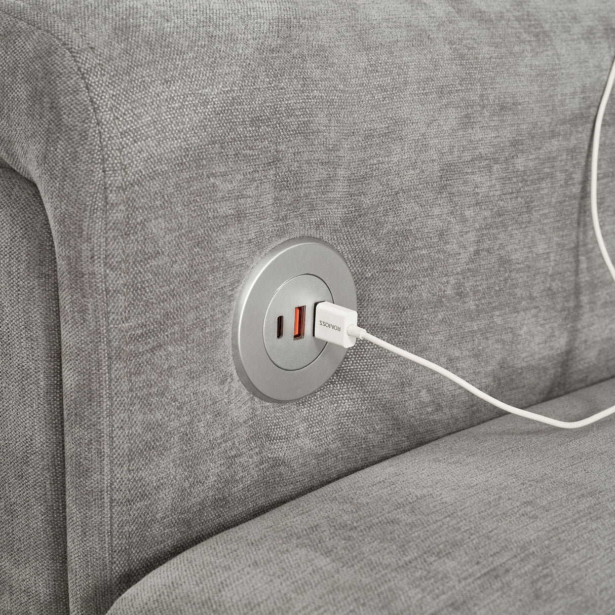 Modular Sectional Sofa With Movable Ottomans, USB Ports & Side Tables