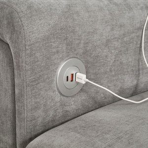 Modular Sectional Sofa With Movable Ottomans, USB Ports & Side Tables