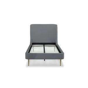 Mid-Century Modern Upholstered Bed With Curved Headboard