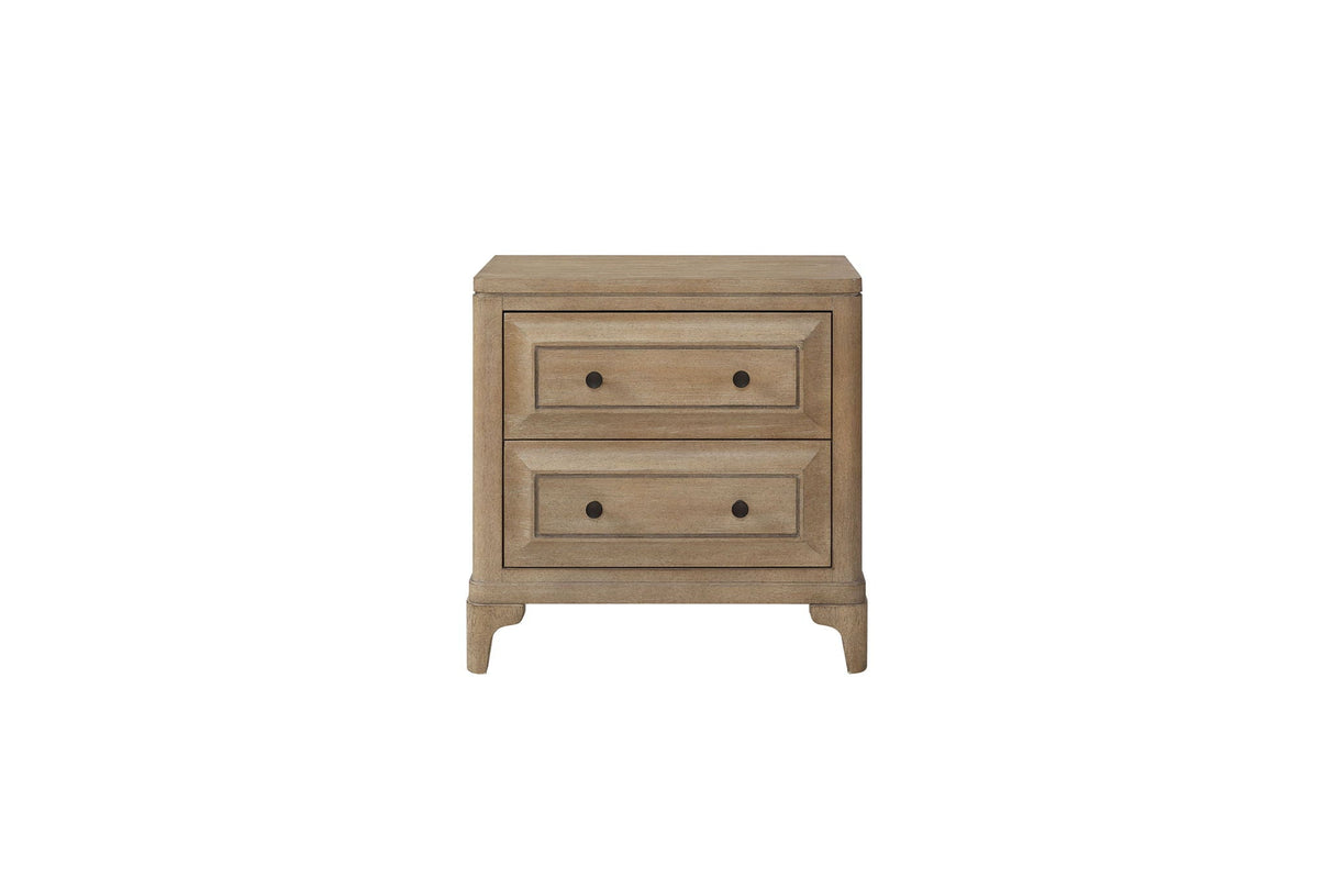 Queen Canopy Bedroom Set With A 2 Drawer Nightstand A Dresser With Poster Mirror And A Door Chest - Sand