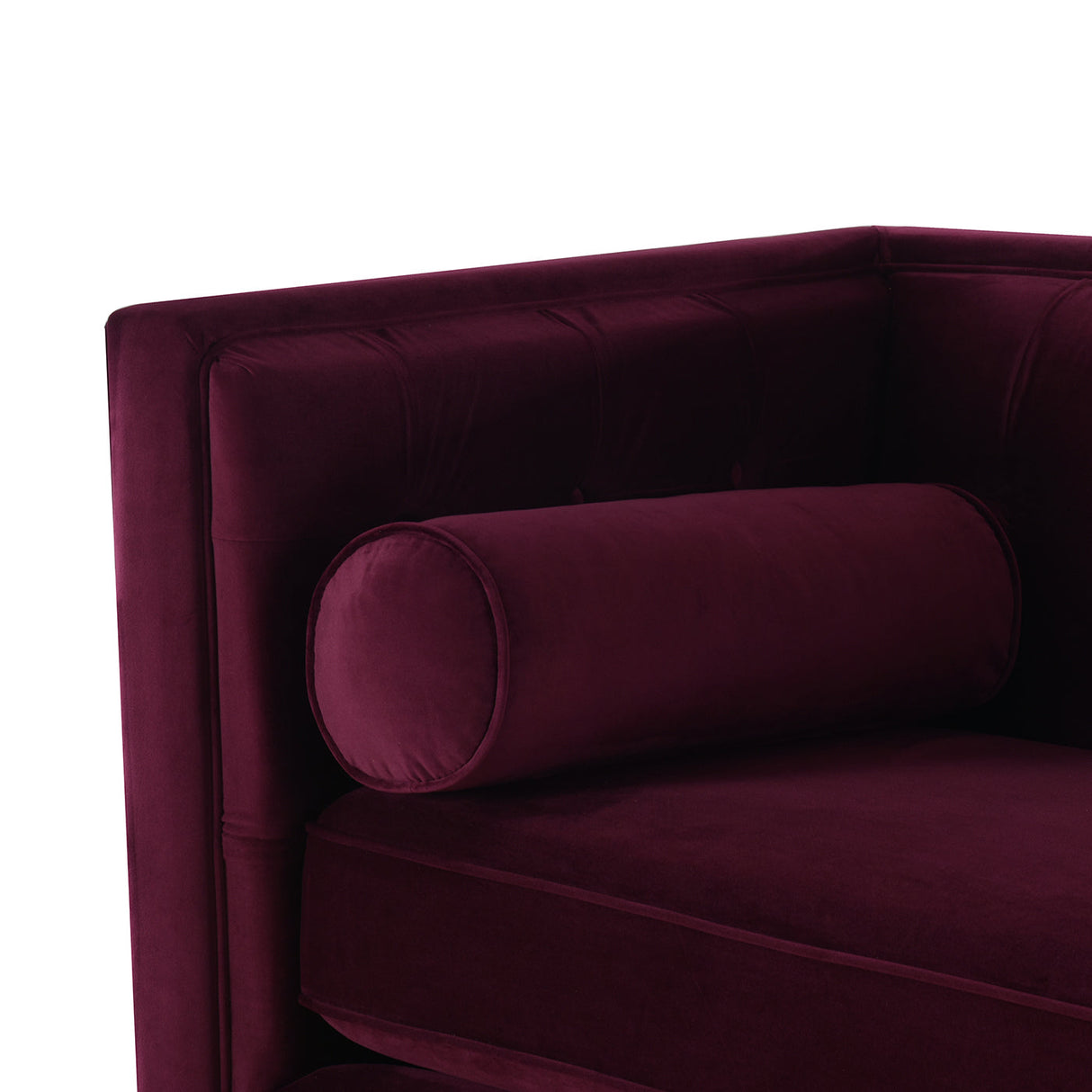 Jack 84" Modern Tuxedo Tufted Sofa, Burgundy Velvet