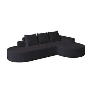 Modern Curved Sofa, L-Shaped Modular Sectional Set With 3 Pillows