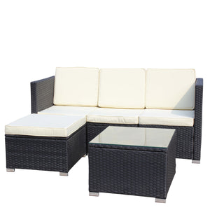 Outdoor 5-Piece PE Rattan Wicker Patio Sofa Set with Coffee Table