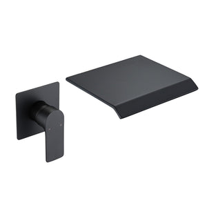 Wall Mount Bathtub Faucet With Waterfall Tub Spout And Single Handle Stainless Steel