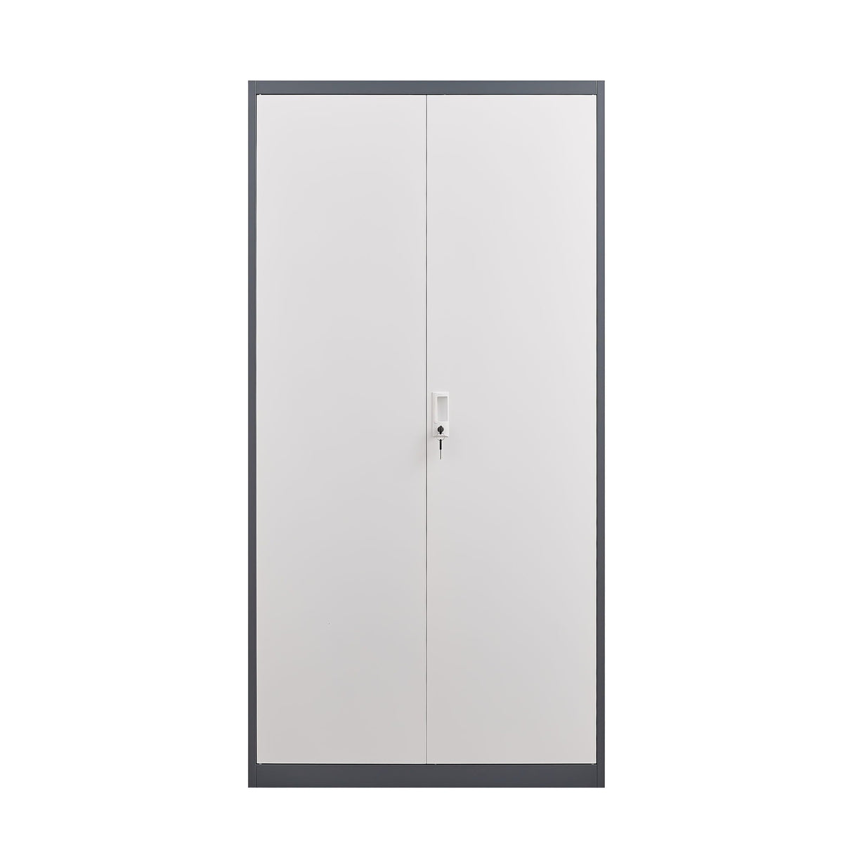 Wardrobe With Hanging Rod And Compartments, Lockable Closet With Locks & Keys For Bedroom - Gray