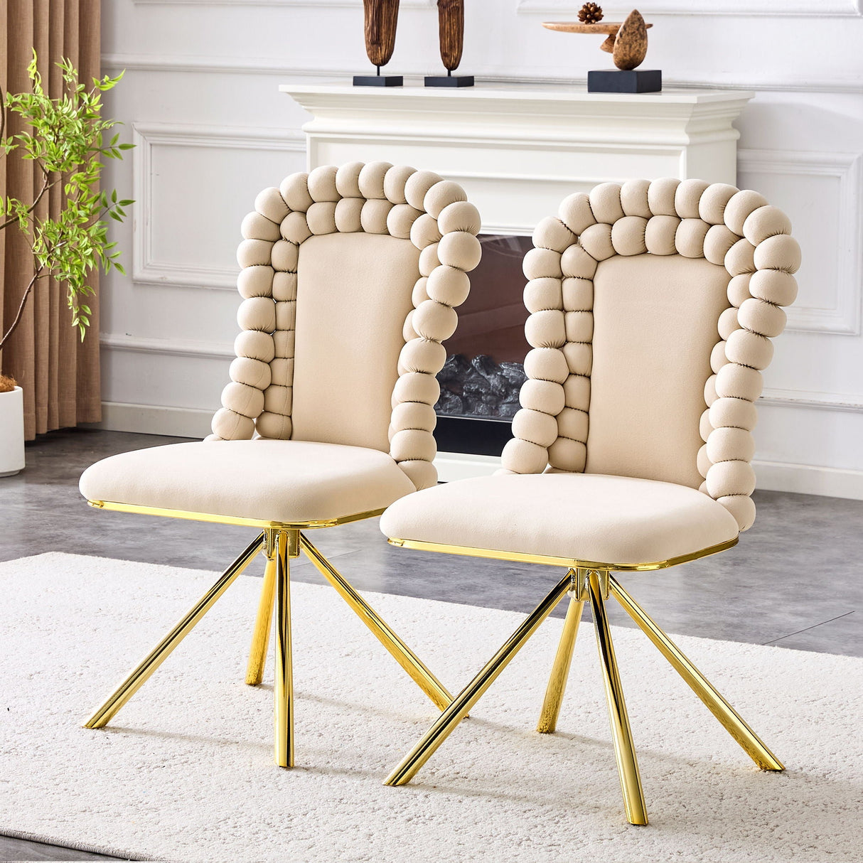 Puffy Bubble Ball Chain Chair for Dining Room & Kitchen (Set of 2)