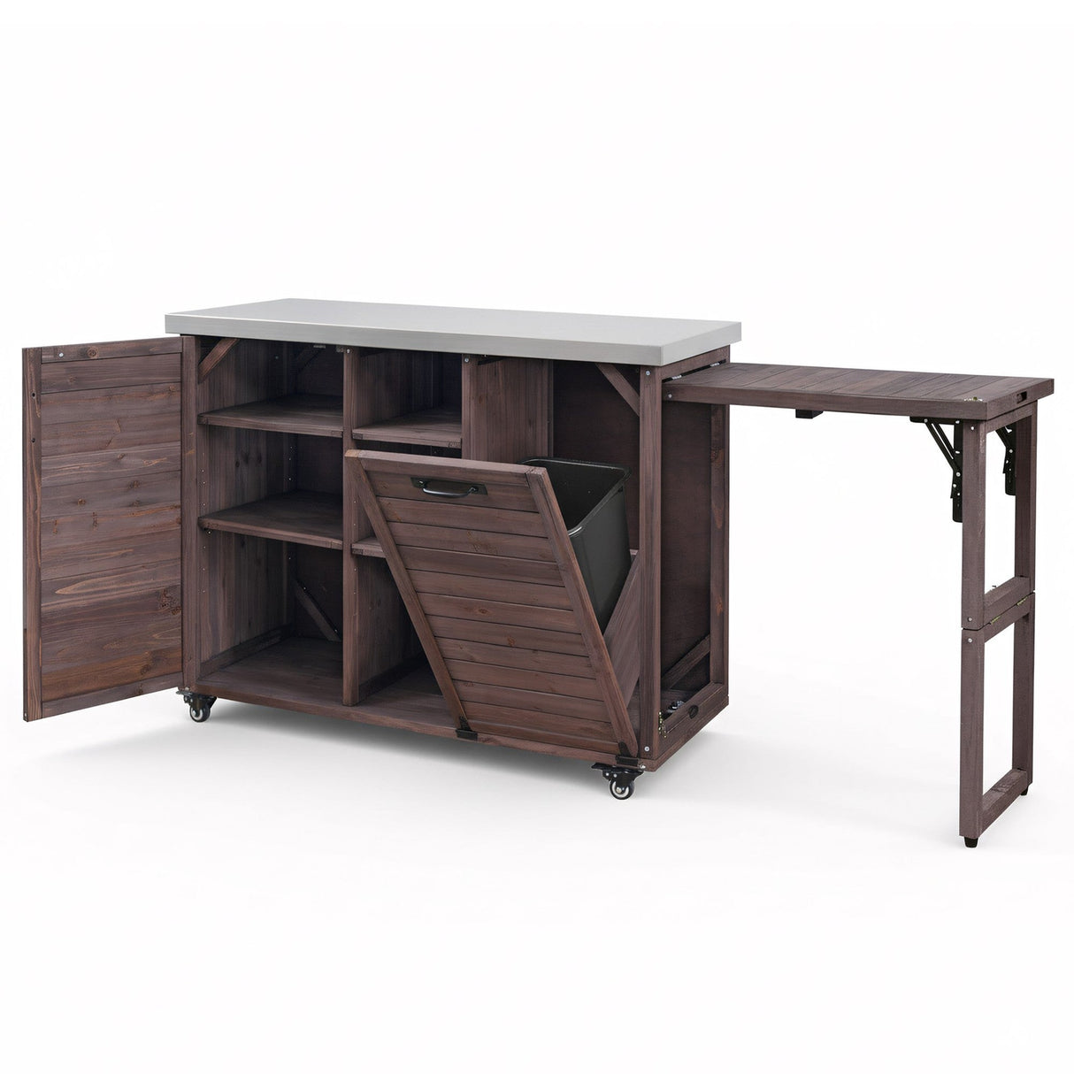 K&K 78.3' Outdoor Kitchen Island with Foldable Grill Table