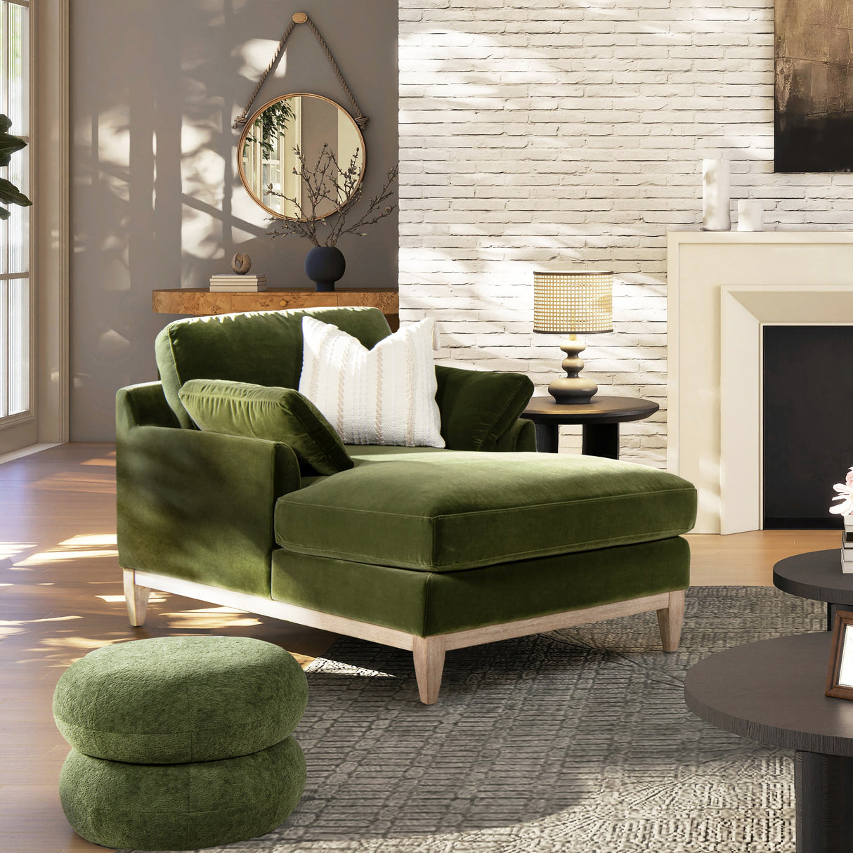 Brooding 62" Upholstered Chaise Lounge Chair with Reversible Cushions