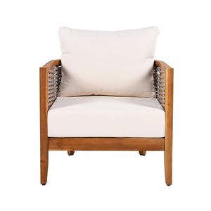 2 Pieces Outdoor Unique Tub Design Armchair with Woven Rope