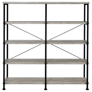 Analiese 63-inch 4-shelf Double Bookshelf Grey Driftwood