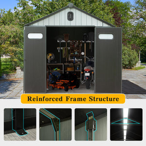 8x6FT Resin Outdoor Storage Shed with Lockable Door