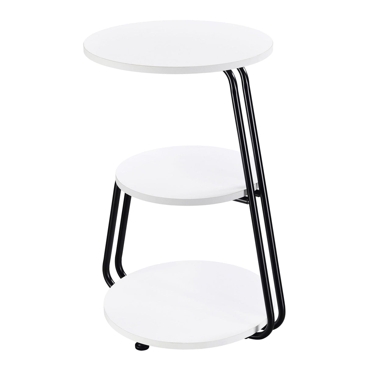 Dixon - 3 Tier Round Accent Side Table With Slim Legs - White / Black