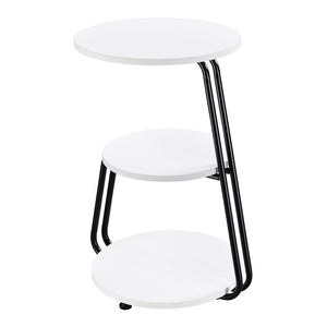 Dixon - 3 Tier Round Accent Side Table With Slim Legs - White / Black