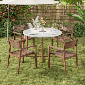 U_STYLE 5-Piece Outdoor Dining Set with Acacia Wood Chairs