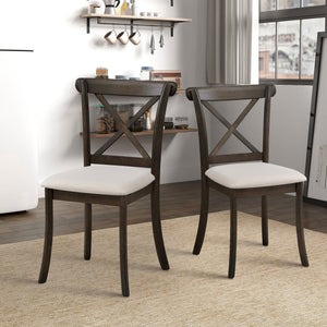 Wooden X Back Dining Chairs Set of 2 - Brown