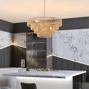 20' Modern 4-Layer Woven Hemp Rope Chandelier