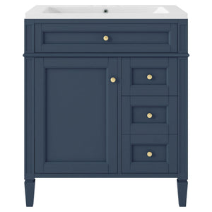Bathroom Vanity With Top Sink, 2 Drawers And Tip Out Drawer, Rectangular Design