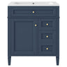 Bathroom Vanity With Top Sink, 2 Drawers And Tip Out Drawer, Rectangular Design
