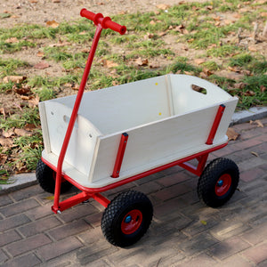 Wooden Children's Outdoor Stroller with Four-Wheel Design