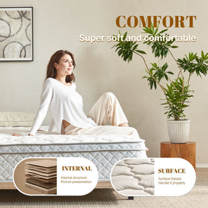 TM Home 12 Inch Hybrid Cooling Memory Foam Mattress