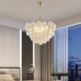 23.6-Inch Gold Pendant Light Chandelier with Threaded Clear Glass Globe Shade