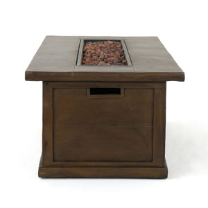 Transitional Rectangular Outdoor Propane Fire Pit With 50, 000 Btu