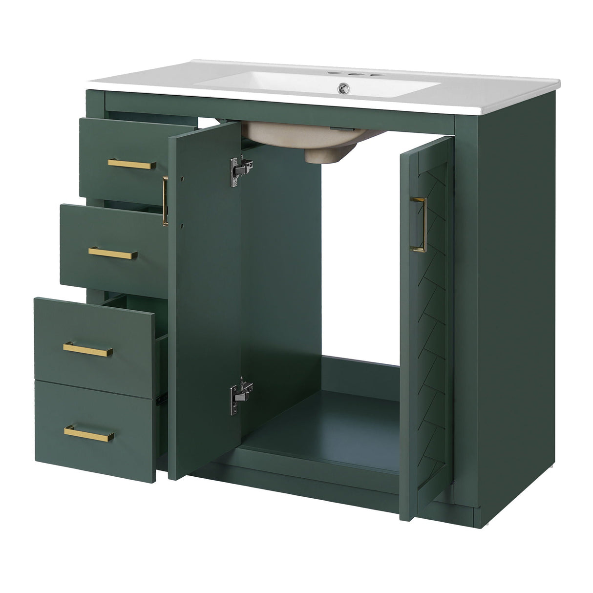 Bathroom Vanity With Sink Combo, Storage Cabinet, Freestanding Set With 3 Drawers & Soft Closing Doors