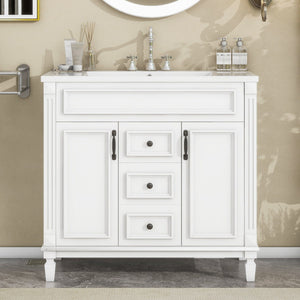 Bathroom Vanity With Top Sink, Basin On Cabinet With 2 Soft Closing Doors And 2 Drawers
