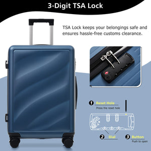 Luggage Set 3 Piece Lightweight Durable ABS Suitcases with TSA Lock