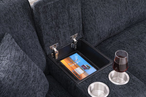 Gina - Sectional Sofa With Ottoman - Black