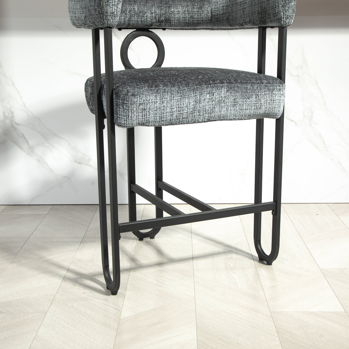 Household bar stools set of 2, modern upholstered with back