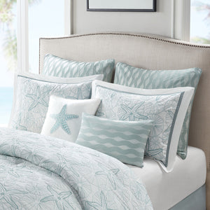 White King Comforter Set with Coastal Embroidery - 100% Cotton