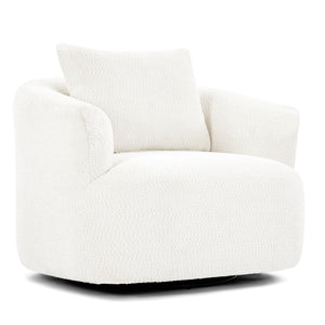 360° Swivel Barrel Sofa Chair With Throw Pillow, Upholstered Accent Chair