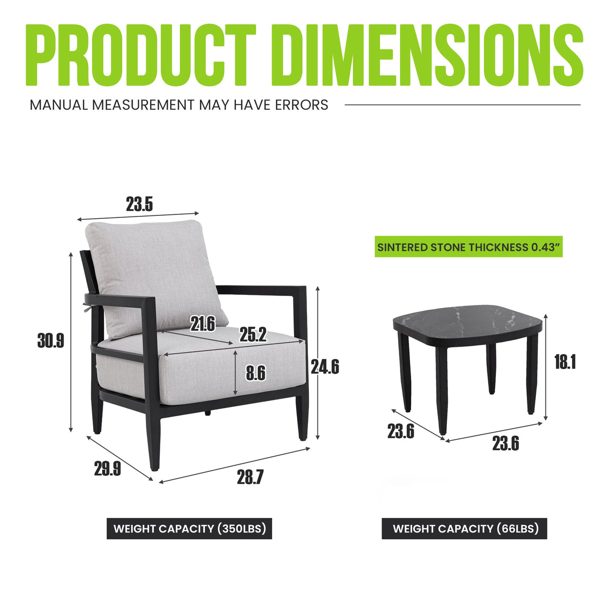 3PC Outdoor Aluminum Patio Furniture Set
