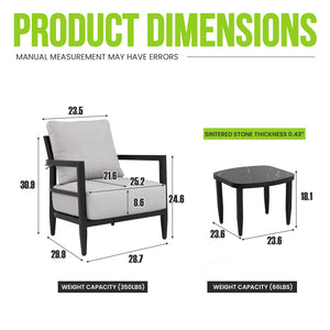 3PC Outdoor Aluminum Patio Furniture Set