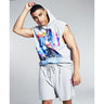 Men's Sleeveless Graphic Hoodie - Gray