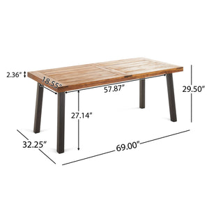 Della Modern Industrial Dining Table With Acacia Wood Top - Teak
