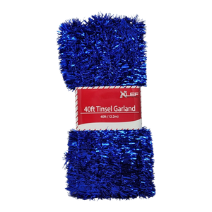 40 Feet Metallic Tinsel Garland - Blue